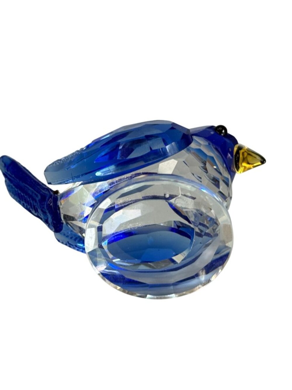 Vintage Blue Crystal Bird Figurine Faceted Glass Gold Tone Beak Unmarked 3.25" - Picture 7 of 7